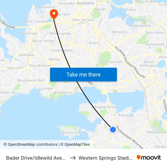 Bader Drive/Idlewild Avenue to Western Springs Stadium map
