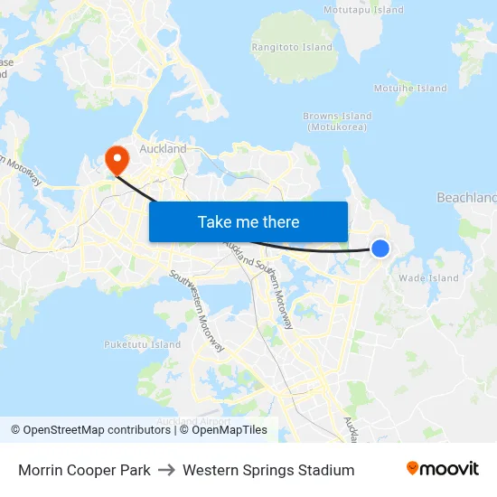 Morrin Cooper Park to Western Springs Stadium map