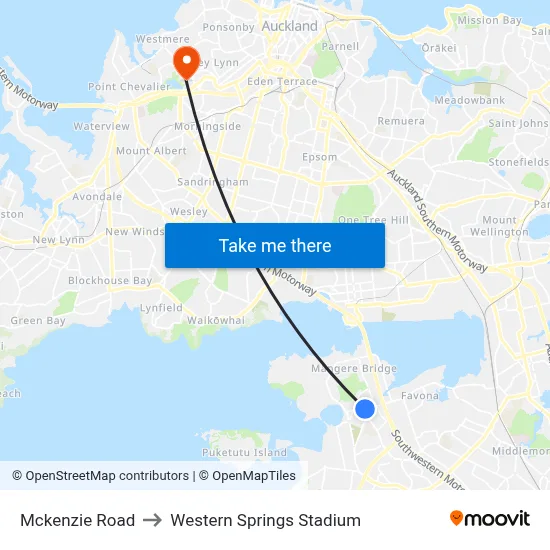 Mckenzie Road to Western Springs Stadium map