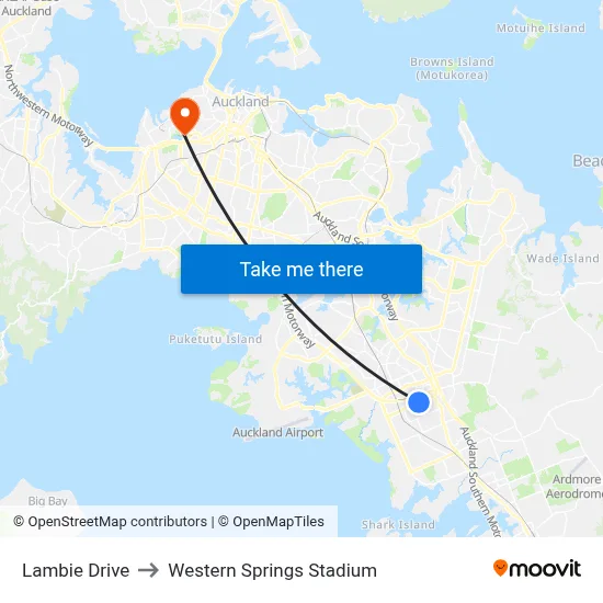 Lambie Drive to Western Springs Stadium map