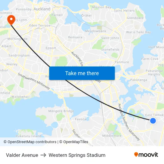 Valder Avenue to Western Springs Stadium map