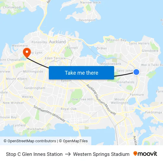 Stop C Glen Innes Station to Western Springs Stadium map