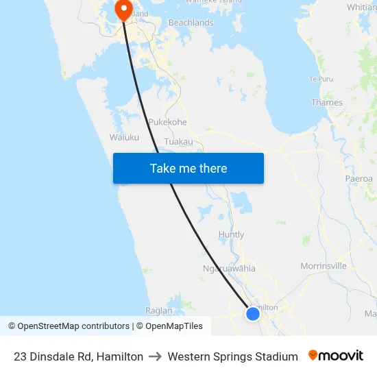 23 Dinsdale Rd, Hamilton to Western Springs Stadium map