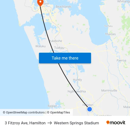 3 Fitzroy Ave, Hamilton to Western Springs Stadium map