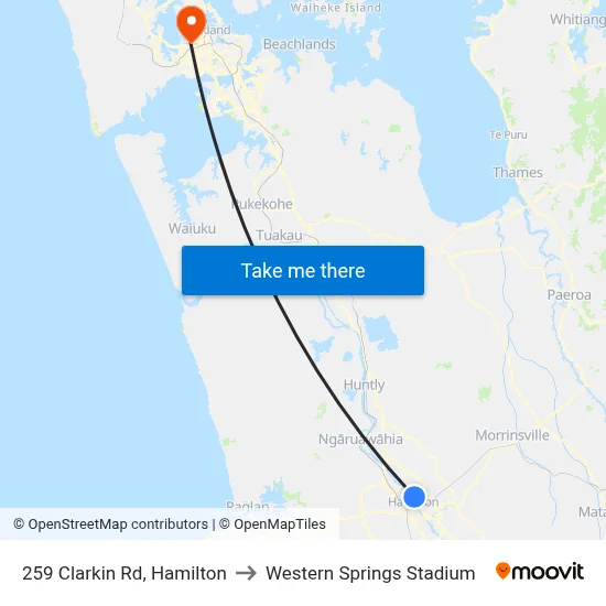 259 Clarkin Rd, Hamilton to Western Springs Stadium map