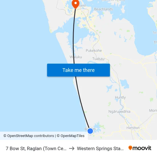 7 Bow St, Raglan (Town Centre) to Western Springs Stadium map