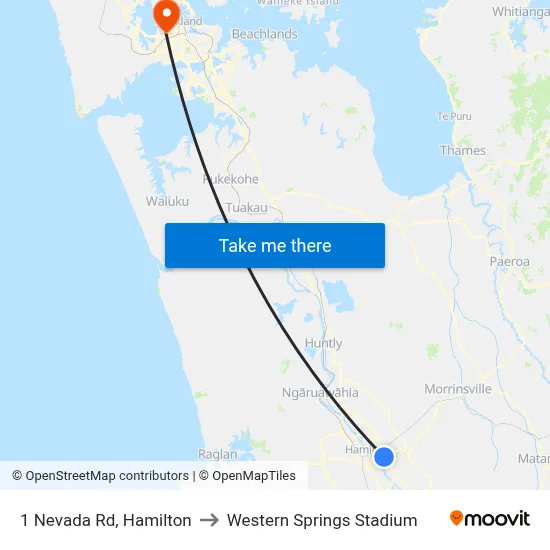 1 Nevada Rd, Hamilton to Western Springs Stadium map