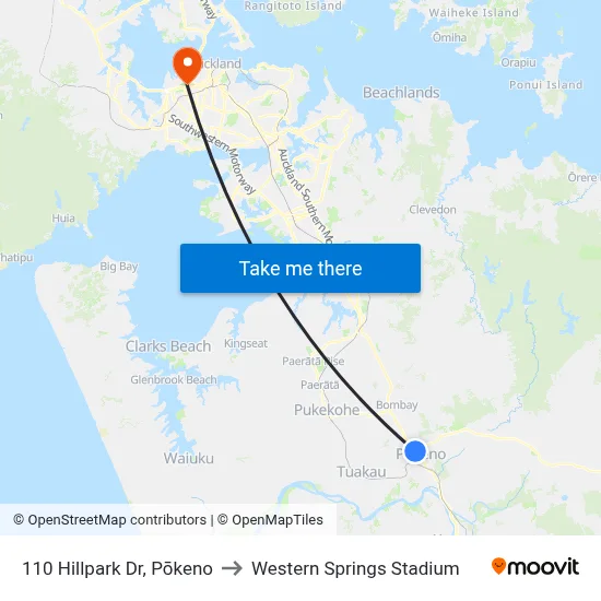 110 Hillpark Dr, Pōkeno to Western Springs Stadium map
