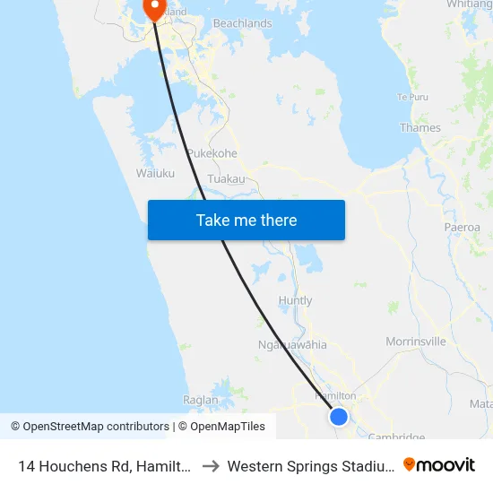 14 Houchens Rd, Hamilton to Western Springs Stadium map