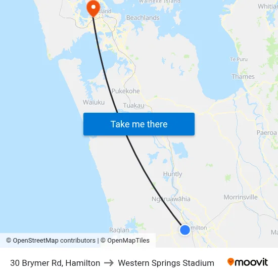 30 Brymer Rd, Hamilton to Western Springs Stadium map