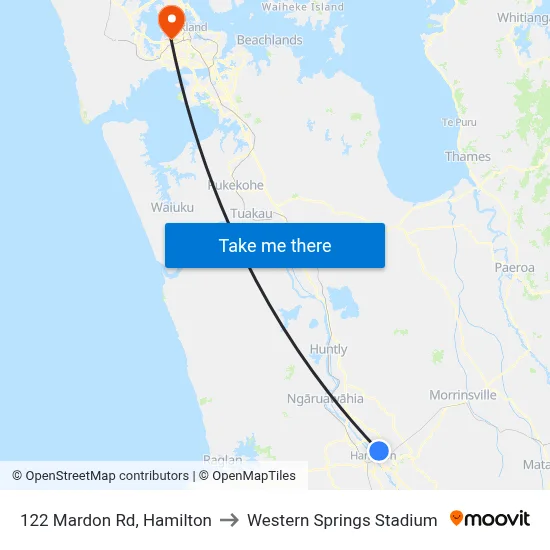 122 Mardon Rd, Hamilton to Western Springs Stadium map