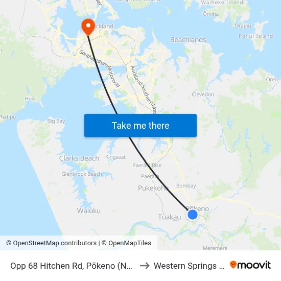 Opp 68 Hitchen Rd, Pōkeno (Near Calder Cr) to Western Springs Stadium map