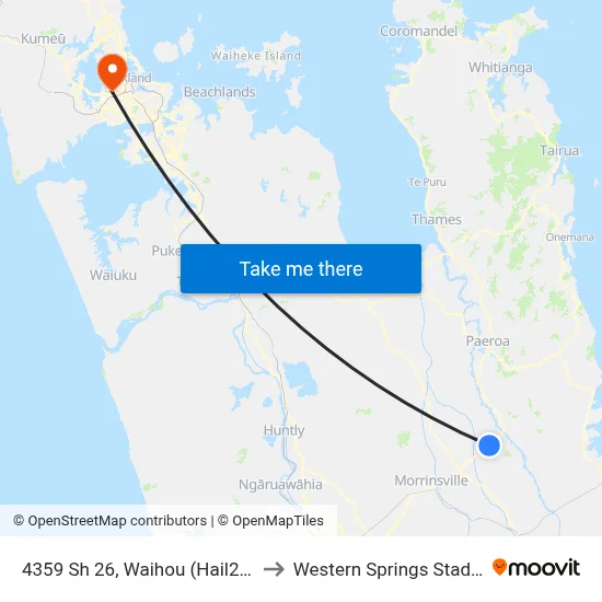 4359 Sh 26, Waihou (Hail2ride) to Western Springs Stadium map