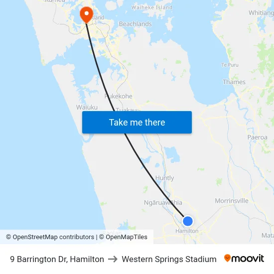 9 Barrington Dr, Hamilton to Western Springs Stadium map