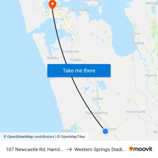 107 Newcastle Rd, Hamilton to Western Springs Stadium map