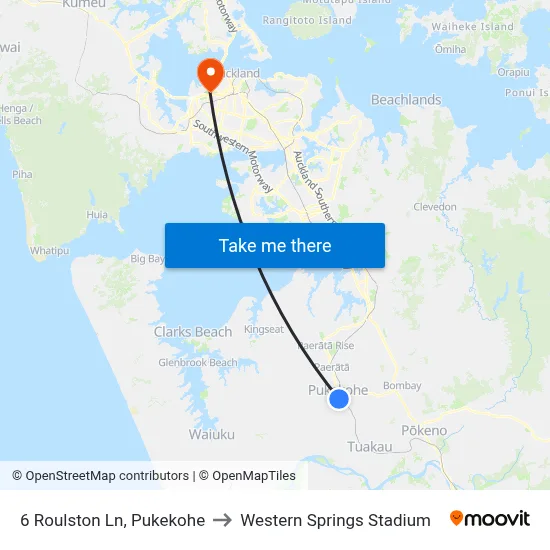 6 Roulston Ln, Pukekohe to Western Springs Stadium map
