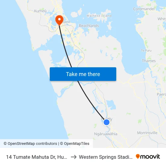 14 Tumate Mahuta Dr, Huntly to Western Springs Stadium map
