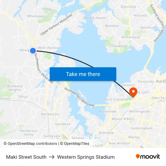 Maki Street South to Western Springs Stadium map