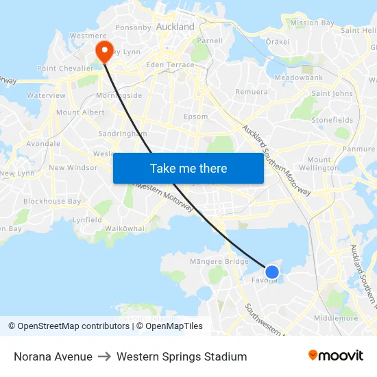 Norana Avenue to Western Springs Stadium map