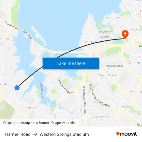 Harmel Road to Western Springs Stadium map