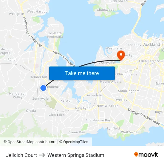 Jelicich Court to Western Springs Stadium map