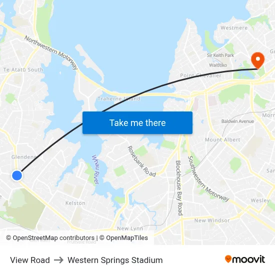 View Road to Western Springs Stadium map
