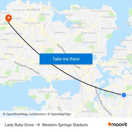 Lady Ruby Drive to Western Springs Stadium map