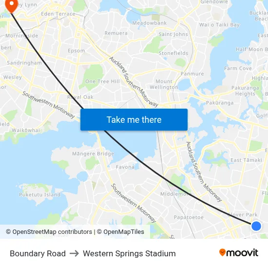 Boundary Road to Western Springs Stadium map
