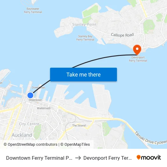 Downtown Ferry Terminal Pier 13 to Devonport Ferry Terminal map