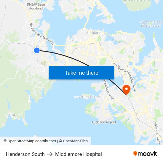Henderson South to Middlemore Hospital map
