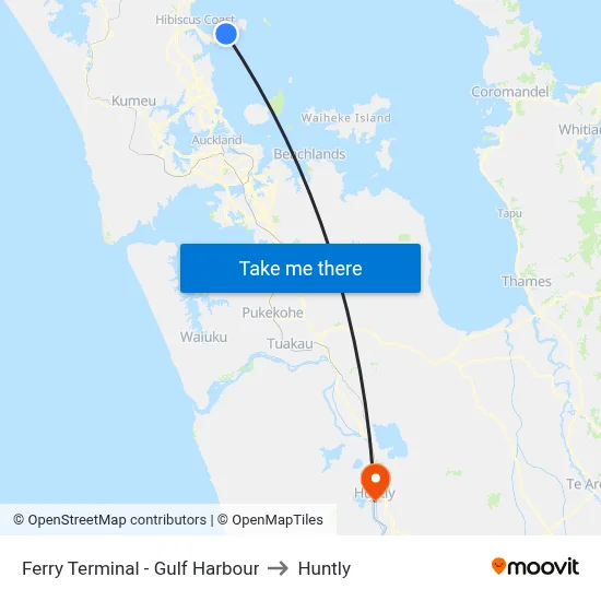 Ferry Terminal - Gulf Harbour to Huntly map