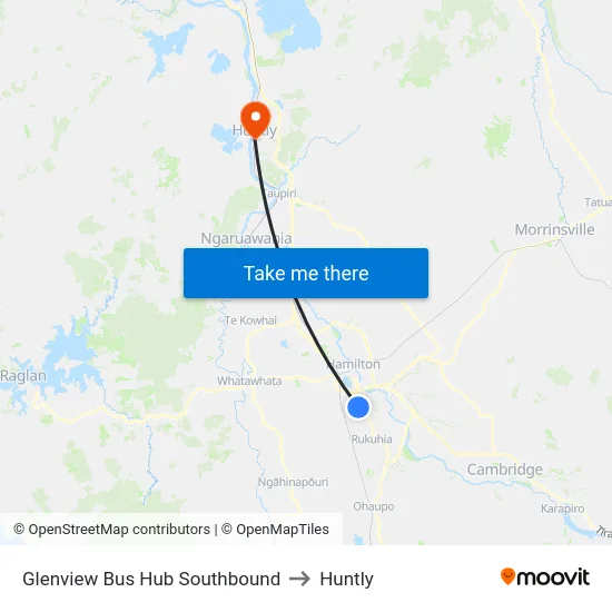 Glenview Bus Hub Southbound to Huntly map