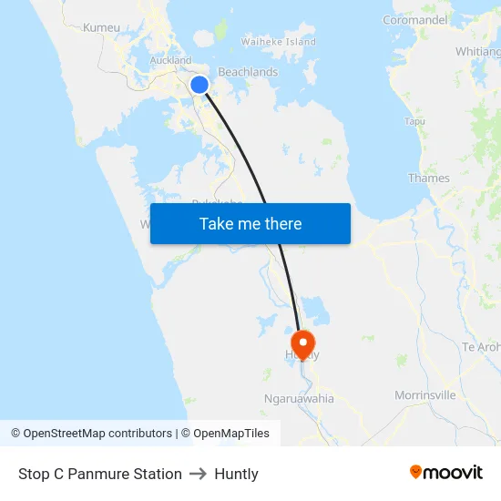 Stop C Panmure Station to Huntly map