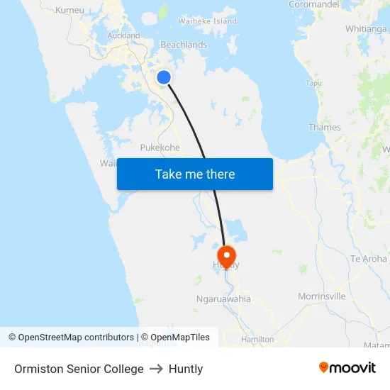 Ormiston Senior College to Huntly map