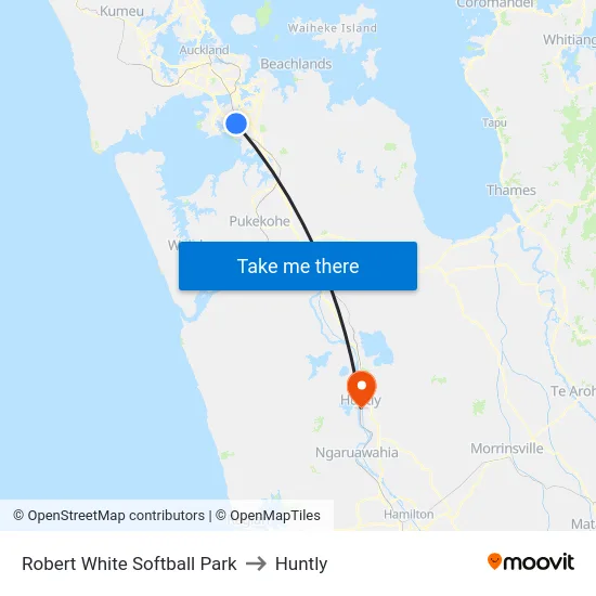 Robert White Softball Park to Huntly map