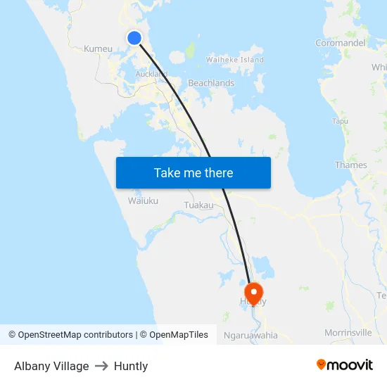 Albany Village to Huntly map