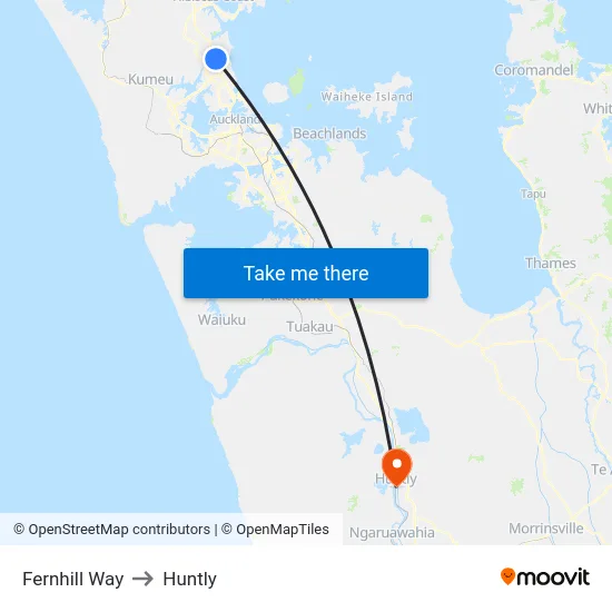 Fernhill Way to Huntly map