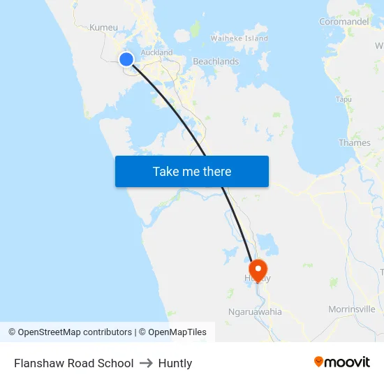 Flanshaw Road School to Huntly map