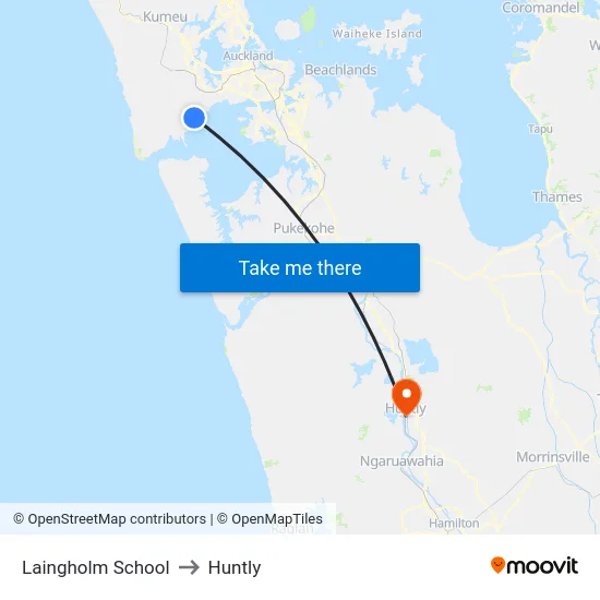 Laingholm School to Huntly map