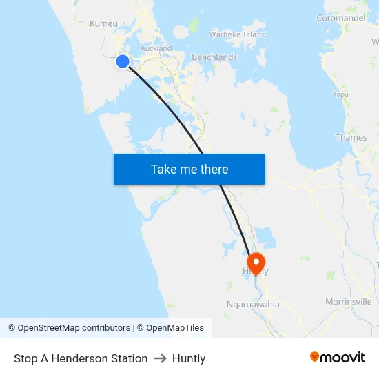 Stop A Henderson Station to Huntly map