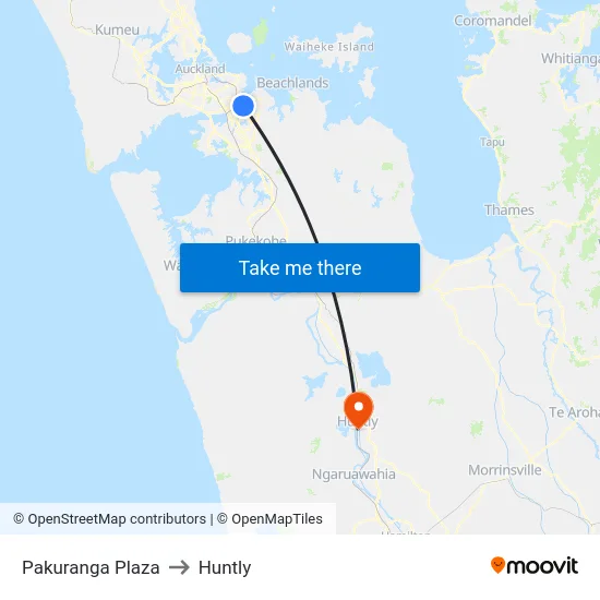 Pakuranga Plaza to Huntly map