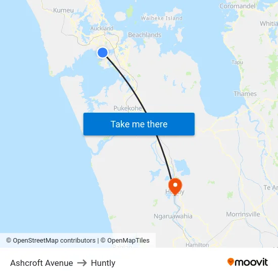 Ashcroft Avenue to Huntly map