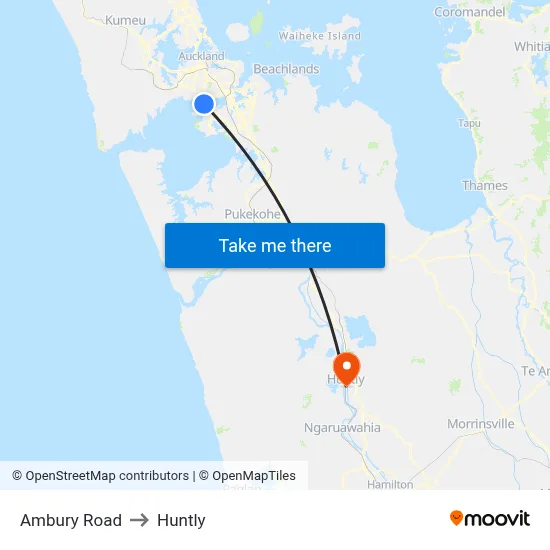 Ambury Road to Huntly map