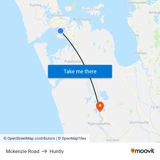 Mckenzie Road to Huntly map