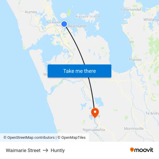 Waimarie Street to Huntly map