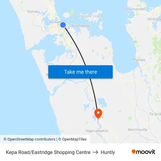 Kepa Road/Eastridge Shopping Centre to Huntly map