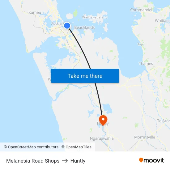 Melanesia Road Shops to Huntly map