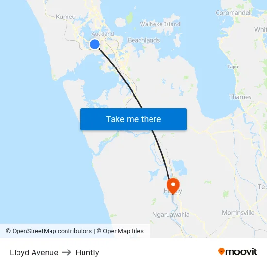 Lloyd Avenue to Huntly map