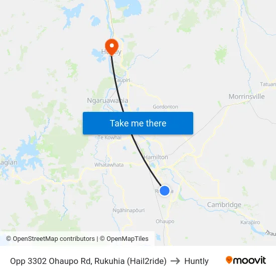 Opp 3302 Ohaupo Rd, Rukuhia (Hail2ride) to Huntly map