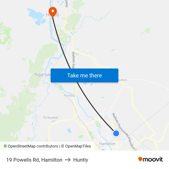 19 Powells Rd, Hamilton to Huntly map